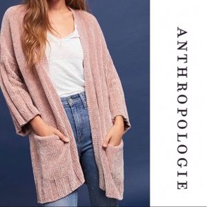 Anthropologie Lily Moth Chenille Cardigan Blush S